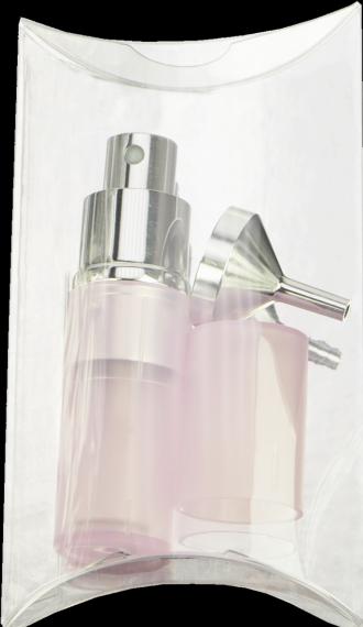 Taschenzerstäuber transparent rosa für 8 ml + Trichter silber in Geschenkpackung (8 ml)