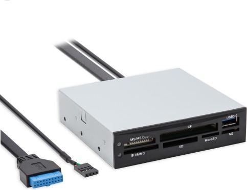 Actual product image Connectland Lecteur de Cartes compatible Interne 51 en 1 Interne USB 3.0 (Noir-Gris-Beige) (USB 3.2)