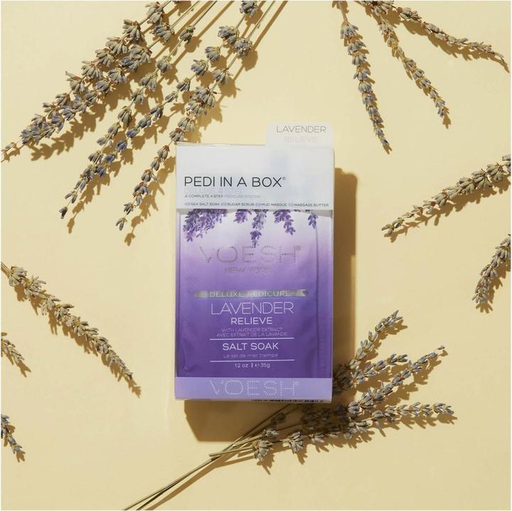 Immagine prodotto Voesh Pedi In A Box Deluxe 4 Step Lavender Relieve (Pediluvio, Crema piedi e gel piedi, Maschera del piede)