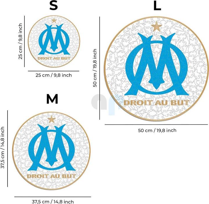 Actual product image Iconic Olympique Marseille - logo - wooden puzzle size M (270 pieces) (270 pieces)