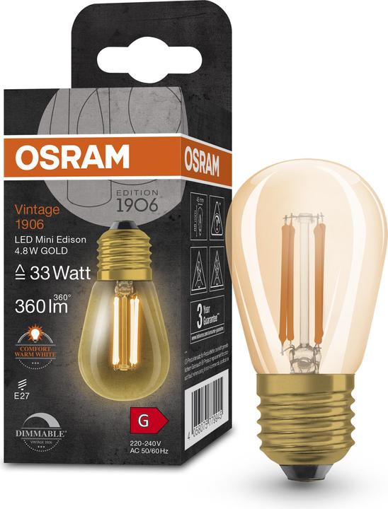 Productafbeelding Osram Vintage 1906 LED DIM 33 4,8 W/2200 K E27 (E27, 4.80 W, 360 lm, 1 x, G)