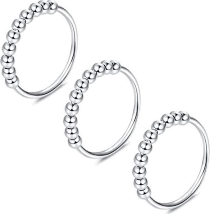 Produktbild Noya Anti-Stress Fidget Finger Ring - Silber (3er Set)