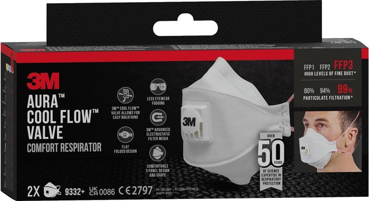 Produktbild 3M Atemschutzmaske Aura 9332+C2 (FFP3, 2 x)