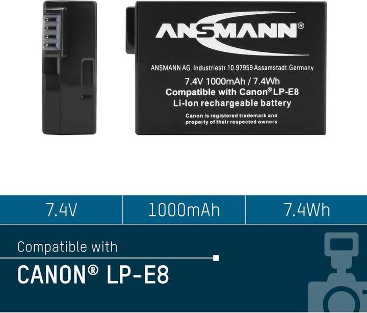 Image du produit Ansmann Batterie Canon LP-E8 (Batterie de l'appareil photo)