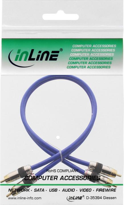 Productafbeelding InLine Cinch kabel AUDIO, vergulde stekkers, 2x Cinch (0.50 m, RCA)