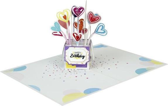 Produktbild MU Classic 3D Pop-Up Geburtstags Glückwunschkarte - Ballonherzen (1 Stk.)