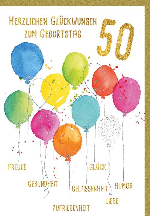 Produktbild Braun + Company Geburtstagskarte Zahl 50 Luftballons (1 Stk.)