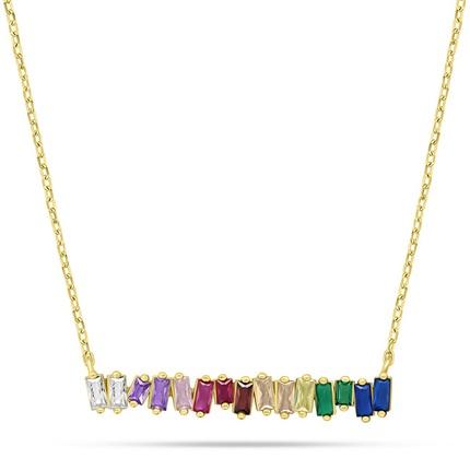 Immagine prodotto Brilio Argento - Collana giocosa placcata in oro con zirconi colorati NCL148YRBW