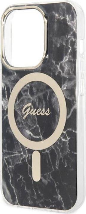 Image du produit Guess Zestaw GUBPP14LHMEACSK Étui+chargeur iPhone 14 Pro 6,1" czarny/black hard case Marble MagSafe (Apple iPhone 14 Pro)