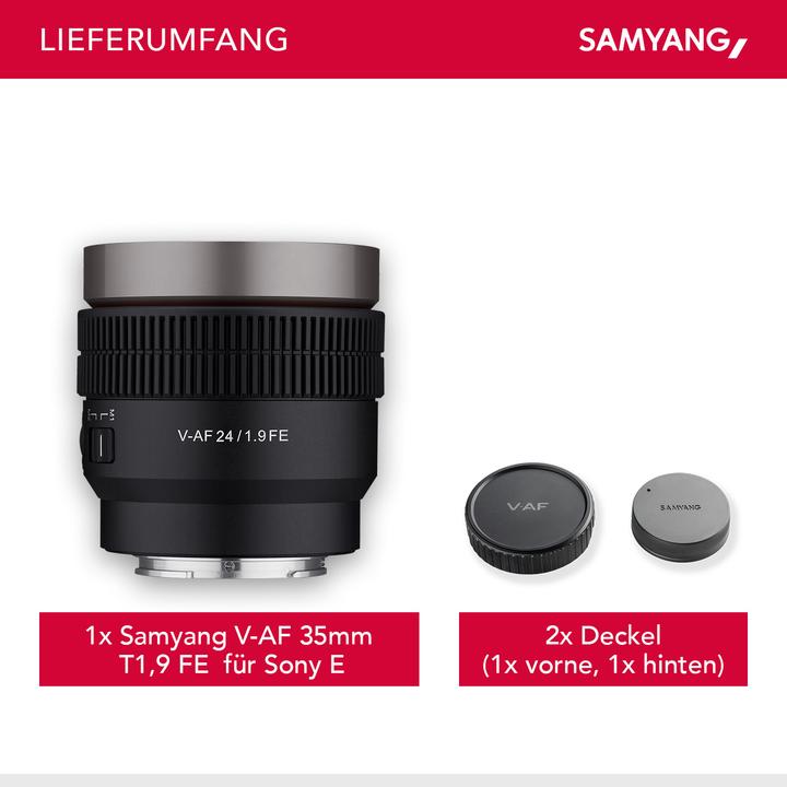 Image du produit Samyang V-AF 24mm T1.9, Sony E (Sony E, APS-C / DX, Plein format)