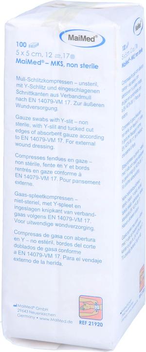 Actual product image MaiMed Slit compresses 5x5 12-fold non-sterile, 100 pcs COM