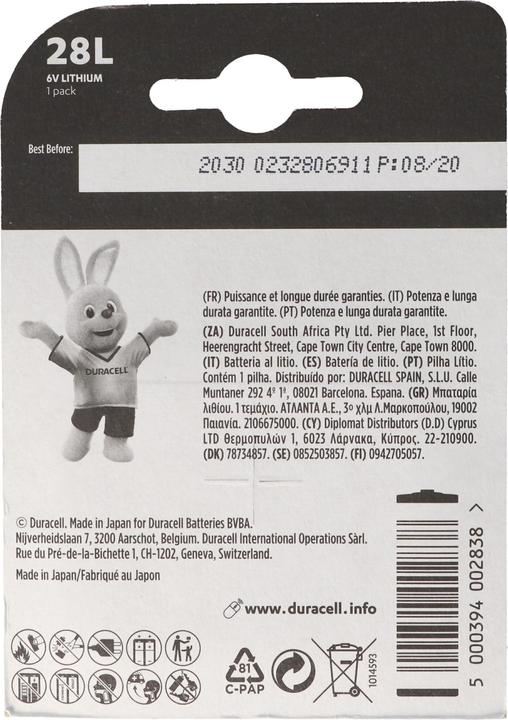 Produktbild Duracell Lithium (1 Stk., 28L, CR1/3N, 150 mAh)