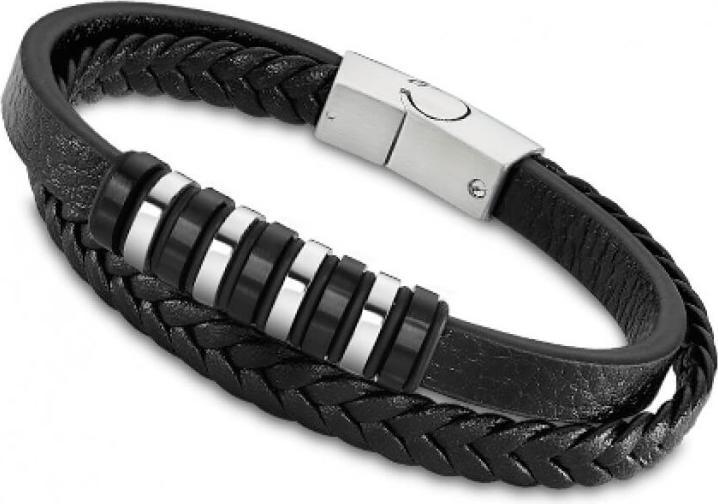 Lotus Style - Stylish menÂ's leather bracelet Urban Man LS2102-2 / 1 (M) (Edelstahl)