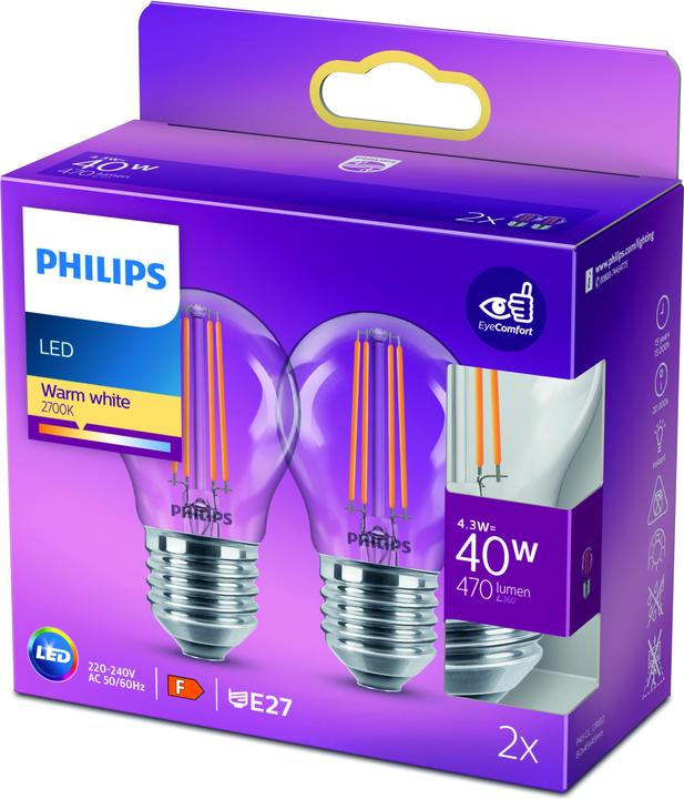 Produktbild Philips Lampe (E27, 4.30 W, 470 lm, 2 x, F)