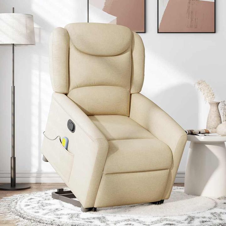 Immagine prodotto VidaXL Poltrona massaggiante con ausilio stand-up in tessuto crema