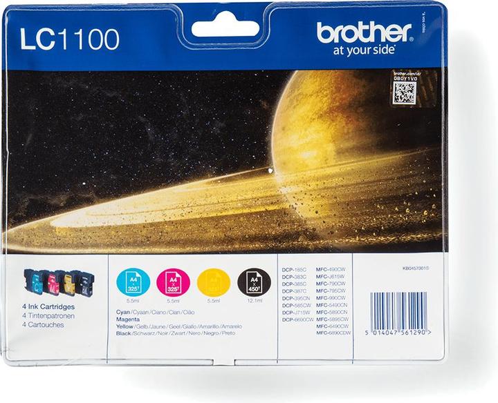 Actual product image Brother LC1100VALBP, Black, Cyan, Magenta, Yellow, 4 pc(s), 450 pages, 325 pages, Multi pack