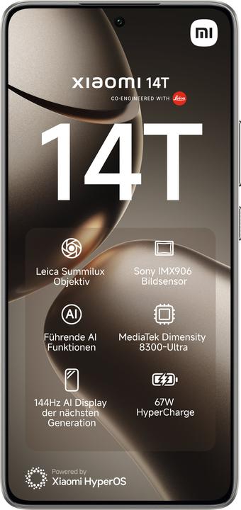 Actual product image Xiaomi 14T (256 GB, Titan Gray, 6.67", Dual SIM, 50 Mpx, 5G)