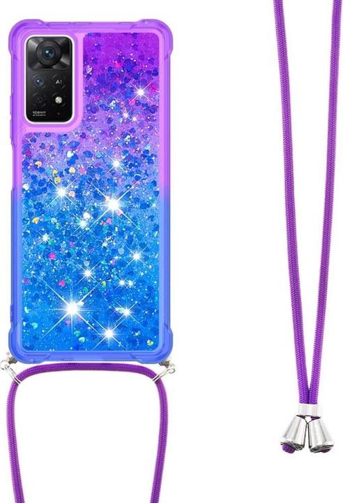 Produktbild Cover-Discount Xiaomi Redmi Note 11 Pro / 12 Pro - Hülle mit Umhängeband Glitzer blau (Xiaomi Redmi Note 12 Pro)