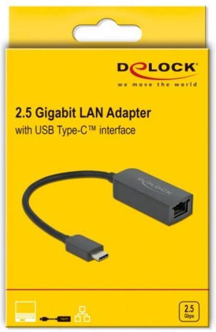 Productafbeelding Delock USB C - RJ45 (USB-C 3.2 Gen 1, RJ45 2.5 Gigabit Ethernet (1x))