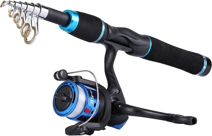 Immagine prodotto Sougayilang Kinder-Teleskop-Angelrute mit Spinnrolle (Set da pesca, Telescopio, 150 cm)