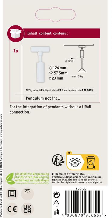 Produktbild Paulmann URail Universal Pendel Adapter