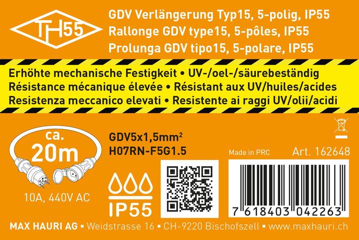 Actual product image Max Hauri TH55 GDV extension H07RN IP55 (20 m, Type 15)