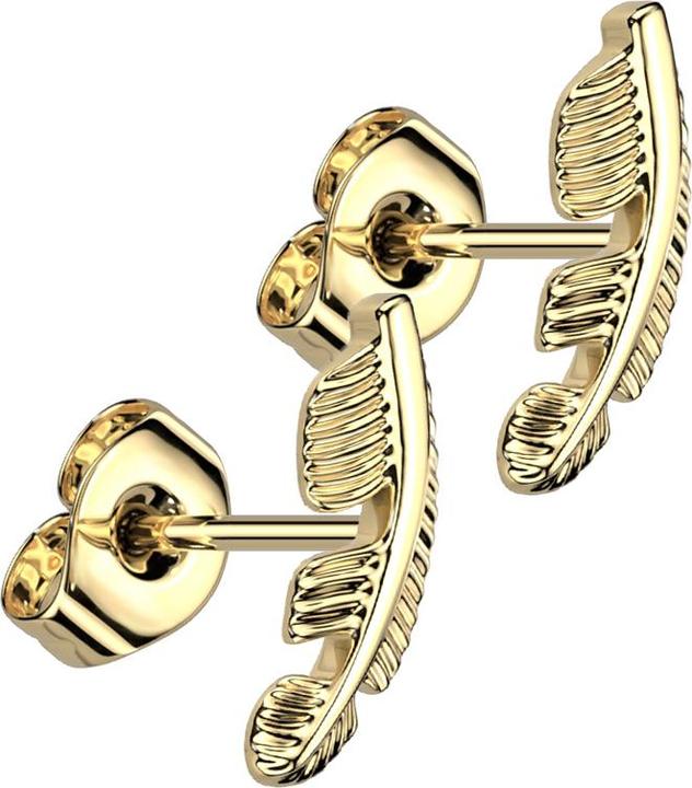 Star Piercing Threadless Ohrstecker vergoldet Feder (ohne Messing, Titan G23)