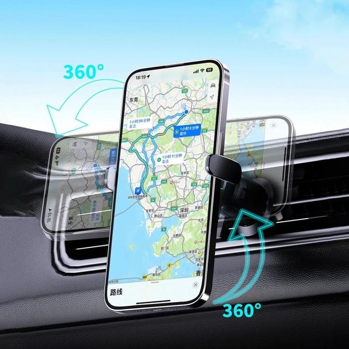 Actual product image Dudao FW11 car phone holder with 15W inductive charger for air vent / Cockpit - black