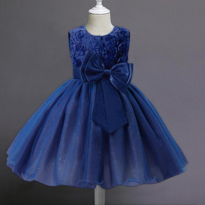 Image du produit JTI Robe de soirée avec noeud et fleurs - bleu (140) (140)