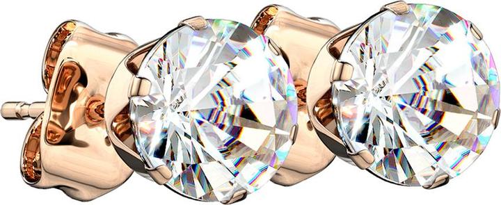 Star Piercing Ohrstecker rosegold mit rundem Kristall silber (ohne Messing, Chirurgenstahl 316L)