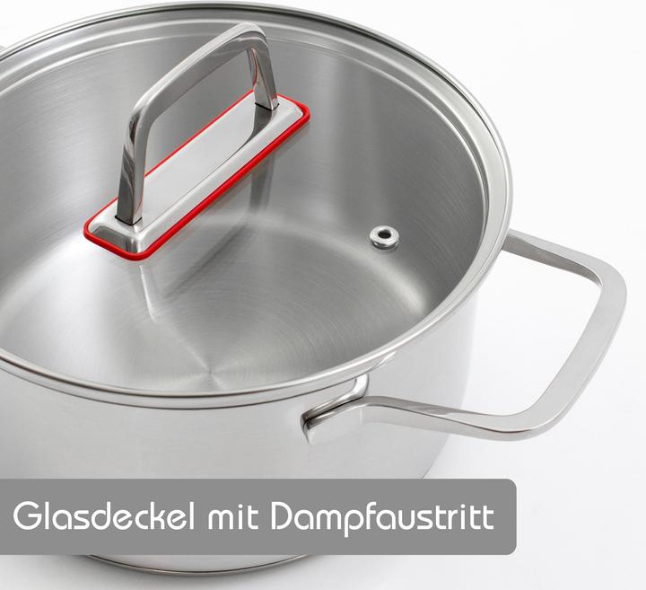 Produktbild Kopf Topfset Jara aus Edelstahl, Induktion, Kochtopfset mit praktischem Abgiessrand, 9-teilig (24 cm, Kochtopf, Edelstahl)