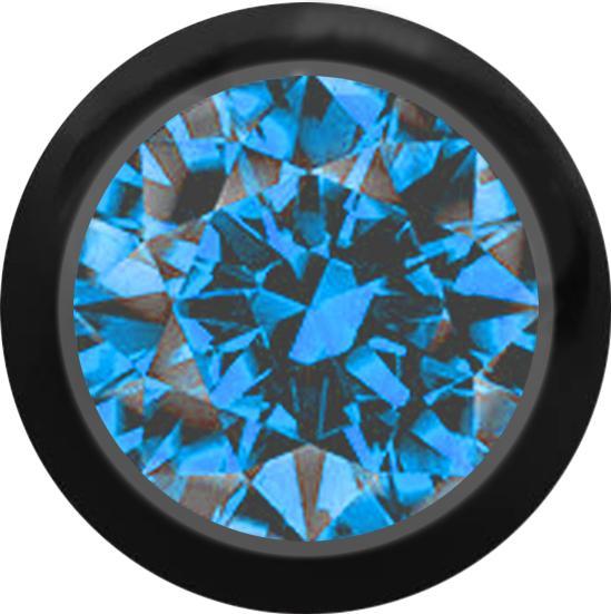 Star Piercing Micro Kugel schwarz mit Kristall hellblau (ohne Messing, Chirurgenstahl 316L)