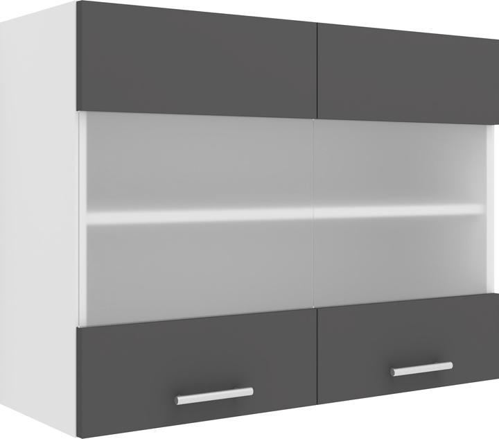 Produktbild VCM Küchenschrank Breite 80 cm Matt Glastür Hängeschrank Küche Küchenmöbel Esilo (80 x 60 x 31 cm)