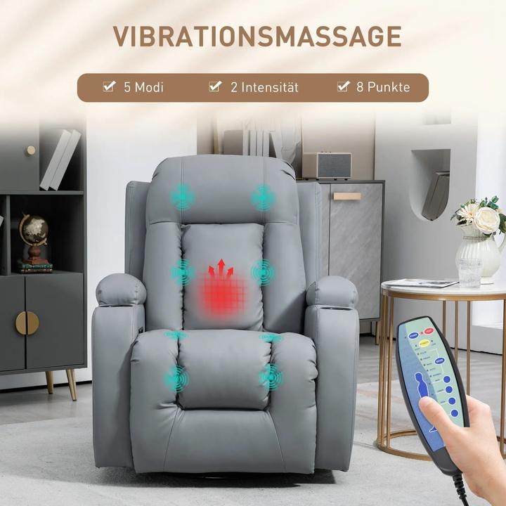 Produktbild Swisshandel24 Relaxsessel Massagefunktion elektrisch Liegefunktion Wippfunktion drehbar Fernbedienung bis 150kg Ku