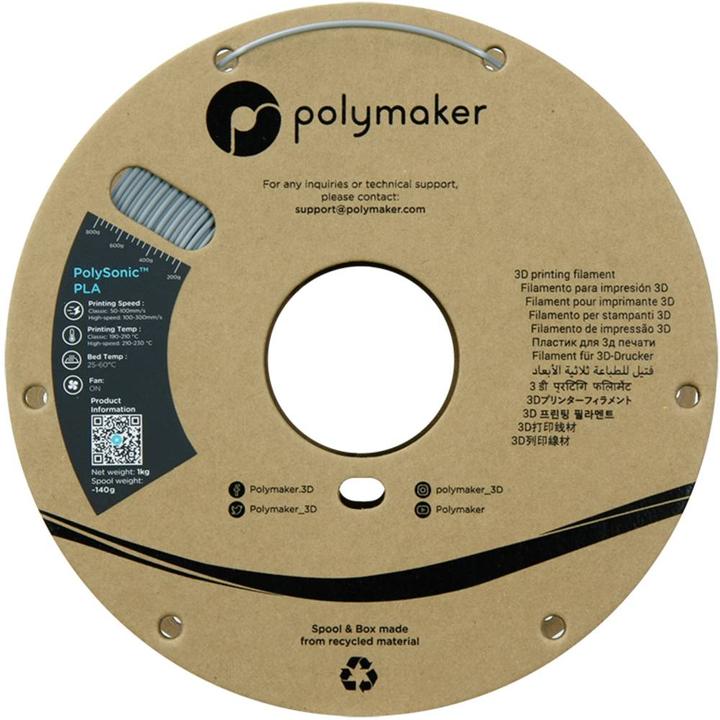 Produktbild Polymaker PolySonic High Speed PLA (PLA, 1.75 mm, 1000 g, Grau)
