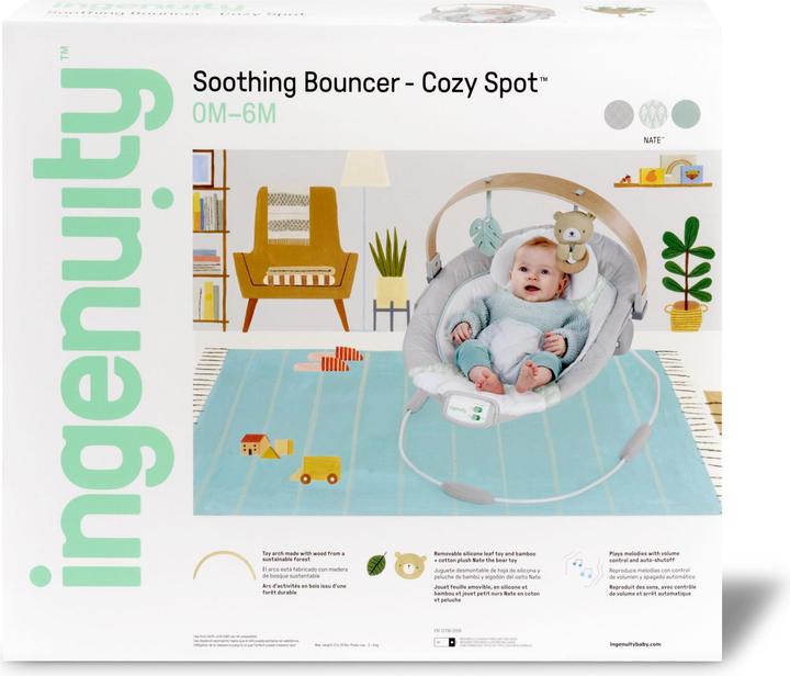 Image du produit Ingenuity Cozy Spot Bouncer avec barre de jouets en bois