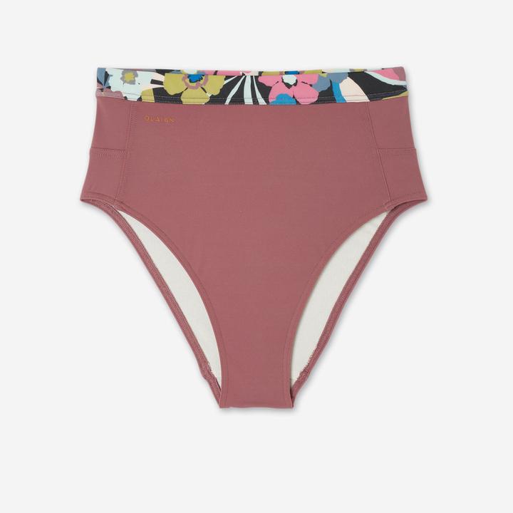 Olaian Bikini-Hose Surfen Damen hoher Bund Rosa violett (40, 42)