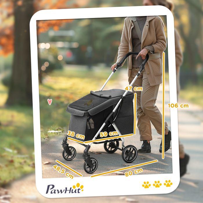 Image du produit Swisshandel24 Hundewagen Hundebuggy klappbar für Hunde & Katzen bis 10 kg Katzenbuggy, grau (Chat, Chien, Pliable, Lavable, Respirant)