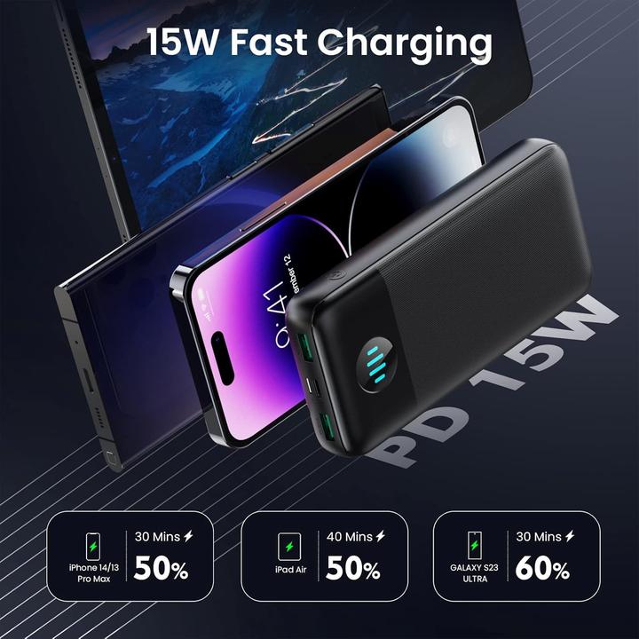 Image du produit QTshine Powerbank, 3 Ausgänge, Schnellladegerät (26800 mAh, 15 W)