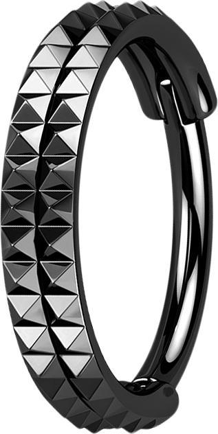 Actual product image Star Piercing Micro segment ring foldable black double row pyramids (without brass, Surgical steel 316L)