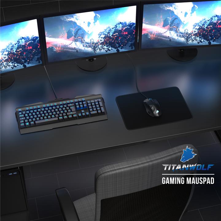 Actual product image Titanwolf Gaming mouse pad, speed gaming mouse mat 280 x 200mm, mouse pad with rubberised back, black