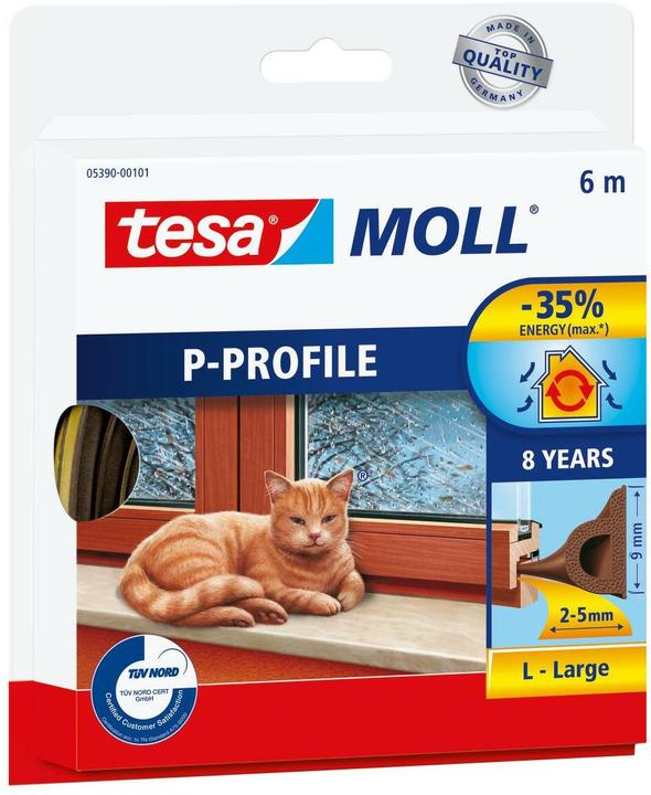 tesa tesamoll Guarnizione per finestre con profilo a P CLASSIC, guarnizione in gomma per l'isolamento