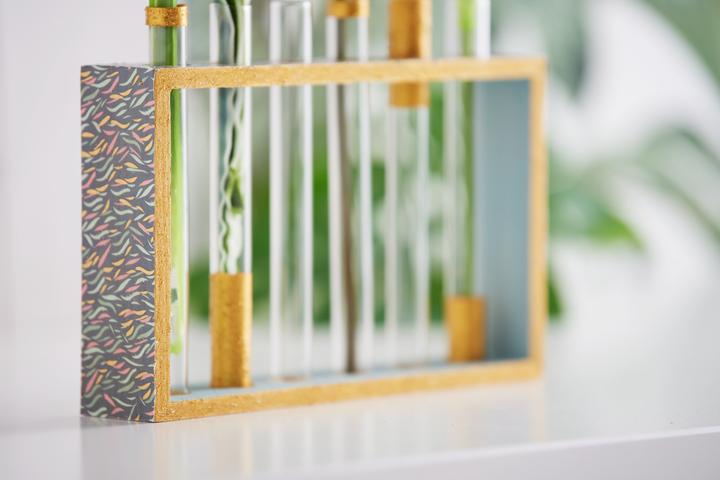 Image du produit VBS Vases Porte-éprouvettes "Cube", y compris 6 éprouvettes, env. 20 x 4 x 14,5 cm