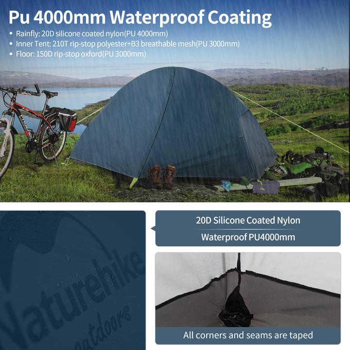 Produktbild Naturehike cycling Ultralight 1 man tent + mats 20D Forest navy blue + mats (1 Person)