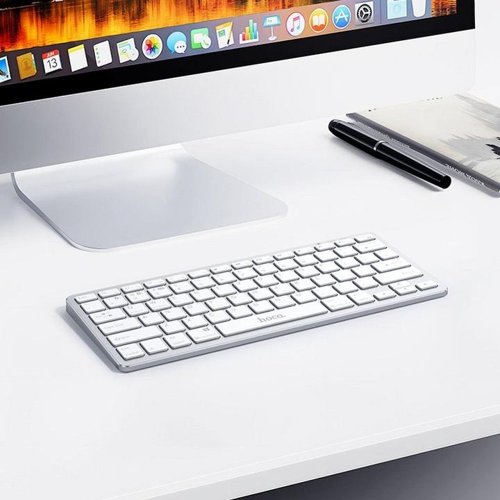 Actual product image Hoco Headphone with microphone EOL wireless keyboard QWERTY GM32 silver (Eng. Int., Cable)