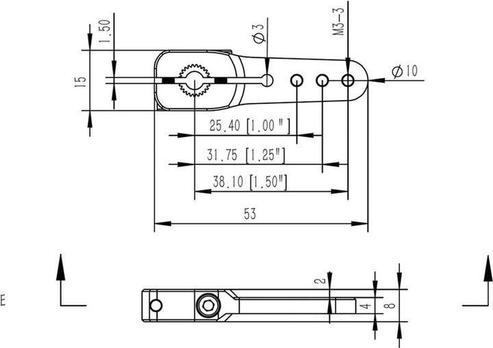 Actual product image Chaservo Servo-Arm 0825.38 25T, 8mm, 38mm Länge
