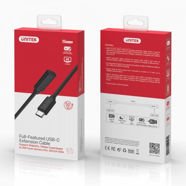 Image du produit Unitek USB USB-C to USB-C cable, 1.5 m black (C14086BK-1.5M) (1.50 m, USB 3.2 Gen 2)
