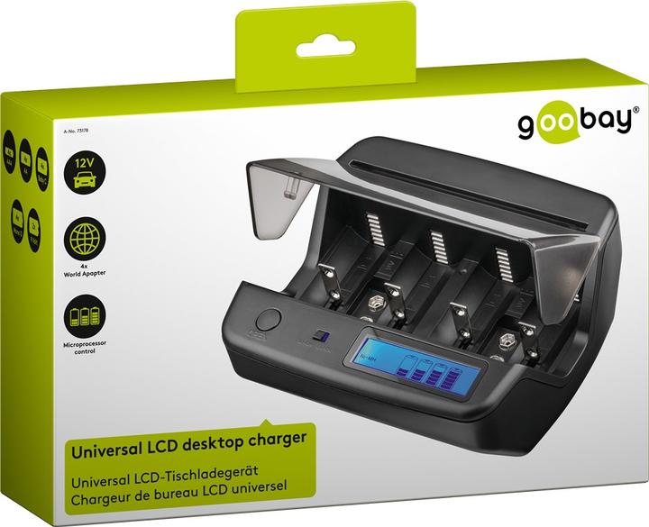 Immagine prodotto Goobay Caricatore universale da tavolo LCD (4 pz., Caricabatterie senza batteria)