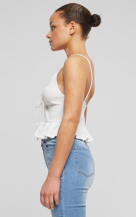 Produktbild Urban Classics Ladies Waffle Pique Ruffle Top - 137877 (4XL)