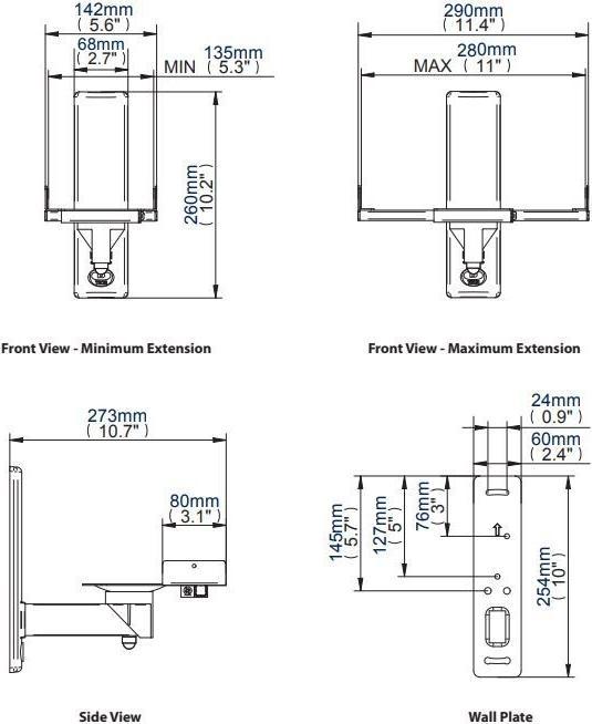 Actual product image b-tech Bt77 (1 pair, Wall installation, Pivoting)